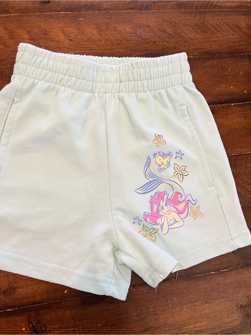 Disney Mint Green Ariel & Flounder Graphic Shorts